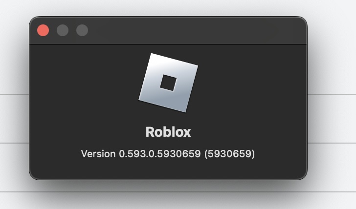 Roblox Version details on Mac